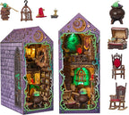 [2025 New] Mystic Theurge's Book Nook Kit with Dust Cover & LED Light, DIY Miniature House Kit Toy, 3D Wooden Puzzle Bookshelf Decor Building Kit, Birthday Gifts for Family & Friends