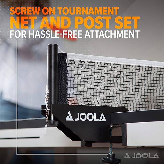 JOOLA Rally TL Professional MDF Indoor Ping Pong Table w/Quick Clamp Table Tennis Net & Post Set - 10 Minute Easy Assembly - Corner Ball Holders - Tournament Quality - Includes Playback Mode