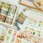 Vintage Washi Tape Set - 24 Rolls Arts Adhesive Tapes Assorted Retro Decorative Masking Tape Sets for Craft, Kids, Scrapbook, DIY, Gift Wrapping (5-Botanical Garden)