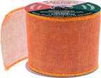 Mandala Crafts Orange Burlap Wired Ribbon 3 Inches Wide Jute Ribbons for Crafts - 10 Yds Roll Rustic Burlap Wrap Trim Ribbons for Wreaths Bows Party Decoration