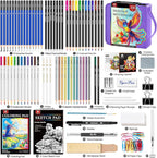 106 PCS Art Supplies Sketching Kit, Pro Drawing Pencils with 3-Color Sketchbook, Coloring Book, Colored Graphite Charcoal Watercolor & Metallic Pencils, Drawing Supplies Gifts for Artists Adults Kids