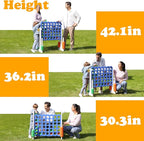 SDADI Height-Adjustable Giant 4-in-a-Row Game, 2-in-1 Jumbo 4-to-Score & Ring Toss Set, Indoor/Outdoor Yard Party Toy for Kids, Adults & Family, White