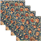 Quera 50 Pack William Morris Cocktail Napkins Vintage Floral Blue Paper Napkins Disposable Dessert Dinner Baby Shower Party Supplies Napkins Decorative -5 X 5 Inches