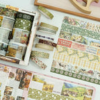 Vintage Washi Tape Set - 24 Rolls Arts Adhesive Tapes Assorted Retro Decorative Masking Tape Sets for Craft, Kids, Scrapbook, DIY, Gift Wrapping (10-Countryside Charm)