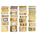 36 Rolls Vintage Washi Tape Pack Retro Arts Adhesive Tapes Wide Chronicle Decorative Masking Tape Sets for Craft, Kids, Scrapbook, DIY, Gift Wrapping (Sophia's Letters)