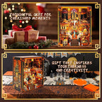 Book Nook Kit - DIY Miniature World Library Booknook - 3D Wooden Puzzle with LED Lights - Creative Bookshelf Insert & Educational Gift for Adults