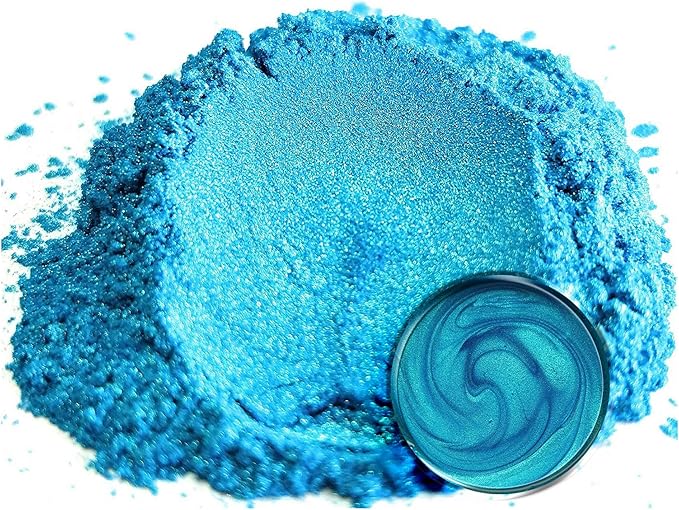 Eye Candy Pigments Premium Blue Mica Powder - Okinawa Blue (50gr) - for Epoxy, Resin, Soap, Paint, Woodworking, Acrylic Pouring, Bath Bombs, Fishing Lures - DIY Arts and Crafts Additive