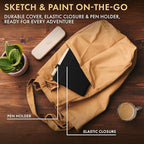 Wordsworth & Black A5 Mixed Media Journal 96 Mix Pages, Hardcover Leather, 190 GSM Paper, Journaling Notebook for Work & Sketching, Journals for Women, Men - Gifts Box Included Black