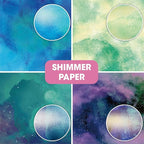 36 sheets 12x12 Paper Pad Pack Scrapbook Cardstock Decorative Paper - Shimmer Watercolor- for Card Making Journaling Planner Origami Scrapbook Paper Scrapbooking Supplies