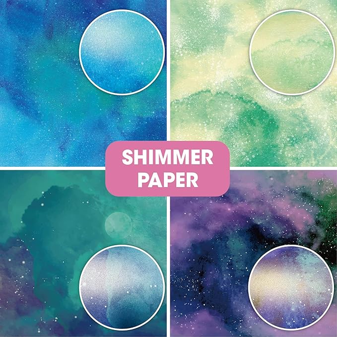 36 sheets 12x12 Paper Pad Pack Scrapbook Cardstock Decorative Paper - Shimmer Watercolor- for Card Making Journaling Planner Origami Scrapbook Paper Scrapbooking Supplies