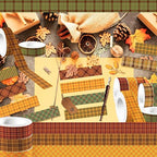 12 Pcs Thanksgiving Washi Tape Plaid Pattern Masking Tape Decorations Thanksgiving Decorative Paper Sticker for Vintage Journals, Planners, DIY Craft Gift Wrapping