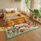 Rugcomf Area Rugs 8x10 Rug for Living Room Clearance Washable Boho Area Rug Non Slip Floral Vintage Low Pile Large Rug for Living Room, Bedroom, Farmhouse, Dining Room, Kids Playroom(Green)