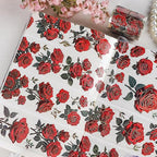 Rose Flower Scrapbook Supplies - Vintage Red Flower Junk Journal Supplies, Floral Srapbooking Tapes Art Crafts Decorative