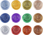 Yoption 12 Color Sealing Wax Sticks with Wicks, Antique Metallic Totem Fire Manuscript Seal Wax for Wax Seal Stamp (12 Metallic Colors)