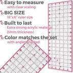 Rotary Cutter Set - Quilting Kit incl. 45mm Fabric Cutter, 5 Replacement Blades - Ideal for Crafting, Sewing, Patchworking, Crochet & Knitting (Pink, Cutting Mat Set (36" x 24"))
