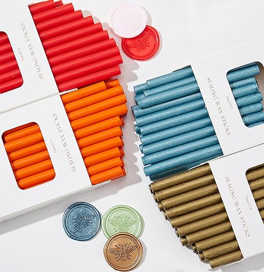 Wax Seal Sticks Red, ONWINPOR 20pcs Glue Gun Wax Sealing Sticks for Wax Seal Stamp, Mini Wax Seal Gun Sticks Suit to 0.28'' Glue Gun, Wedding Invitations (Bright Red)
