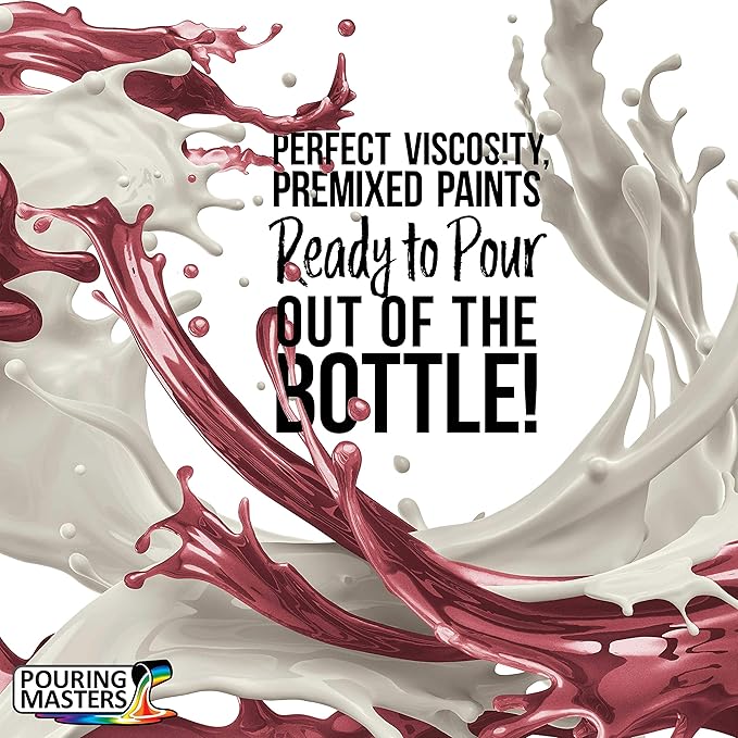 Pouring Masters Strawberry Red Metallic Pearl Ready to Pour Acrylic Pouring Paint - Premium 8-Ounce Pre-Mixed Fluid Acrylic Paint - Fluid Art Supplies for Canvas, Wood, Paper, Tile & Rocks