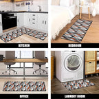 Kitchen Mats for Floor Modern Abstract kitchen rugs Grey and Orange Stripe Anti Fatigue Kitchen Mats Waterproof Floor Mats Cushioned Non-Skid Standing Mats for Kitchen, Set of 2,17.3 x 28+17.3 x 47