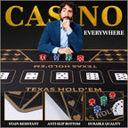 Poker Table Top - Foldable 70" x 35" Texas Hold'em Poker Mat with Non-Slip Backing and Zipper Carrying Bag - Waterproof and Portable Casino Table Topper Card Mat for Home Game Nights Up to 10 Players