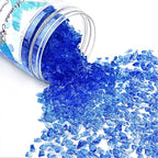 Crushed Glass for Resin Art - 3-6mm Ocean Blue, 1.5lb | Broken Glass Pieces for Crafts, Vase Filler & Fire Pit Media | Decorative Stones