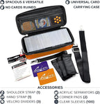 Quiver Time Orange Bolt Card Carrying Case fits Pokemon Cards and other TCG Games - Storage Bag for Playing/Trading Cards and Deck Box (Straps, Dividers & 100 Apollo Card Sleeves)