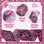 12 Rolls 60 Yards Breast Cancer Awareness Wired Edge Ribbon Pink Butterfly Patterned Ribbon Faith Hope Love Bow Making Craft Wrapping for Women Gift Wrapping Activities Home Accessories Decor
