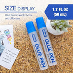 BAZIC Products Washable Glue Pen 1.7 Oz. (50 mL), Liquid Clear Glues Bond Adhesive for Art Crafts Project at School Home Office (2/Pack), 2-Pack