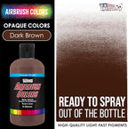 U.S. Art Supply Opaque Dark Brown Acrylic Special Effects Airbrush Paint - 8oz Ready to Spray Air Brush Paint for Nails, Models, Fabric - Water-Based Air Brush Painting