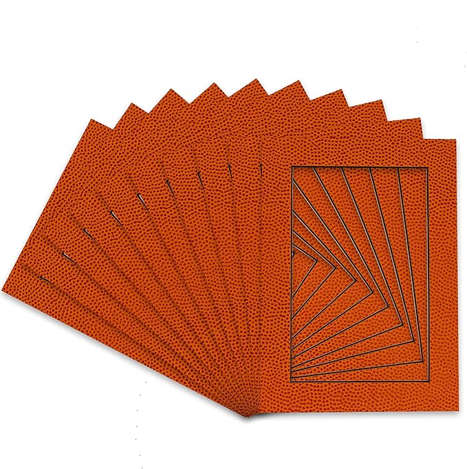 Pack of Ten Acid Free 11x14 Mats Bevel Cut for 8.5x11 Photos - Basketball Texture Precut Matboards With Backing Boards and Self Seal Photo Mat Bags For Pictures, Photos, Framing - 4-ply Thickness