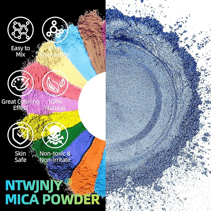 Blue Mica Powder for Epoxy Resin，Natural Shimmer Mica Powder Used for Coloring car Spray Paint, Candles, soap, Eye Shadow, Lip Gloss, Nail Polish(50g/1.7oz)