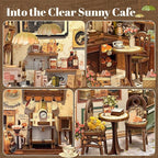 Fsolis Book Nook Kit - DIY Scene Miniature Dollhouse Kit for Adults Bookshelf Puzzle Tiny House Mini Craft Coffee Shop Model Bookshelf Decor Gifts for Women Book Lovers Puzzle Beginners (Sunny Cafe)