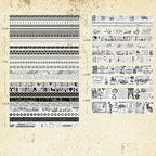 36 Rolls Vintage Washi Tape Pack Retro Arts Adhesive Tapes Wide Chronicle Decorative Masking Tape Sets for Craft, Kids, Scrapbook, DIY, Gift Wrapping (Black & White Light)