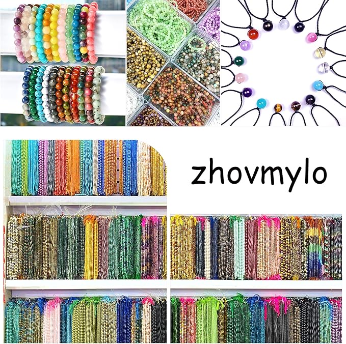 6MM 120pcs Natural Stone Beads Black Volcanic Lava Gemstone Round Loose Beads for Jewelry Making Bracelet 2 Strands 32"