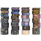 36 Rolls Galaxy Washi Tape Pack Stars Arts Adhesive Tapes Gold Silver Foil Decorative Masking Tape Sets for Craft, Kids, Scrapbook, DIY, Gift Wrapping (Constellation 36 Rolls)