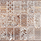 Stencils for Crafts Reusable Texture Stencils Background Stencil Leaf Floral Templates for Painting on Wood Furniture Card Canvas Paper Scrapbook(Border Stencil03-18p)