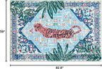 Washable Oriental Rugs Boho Vintage Tropical Jungle 5x7 Area Rugs Thin Plant Oriental Carpet for Bedroom Kitchen Dining Living Room Office Distressed Indoor Entry Floor Rug