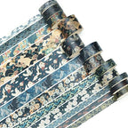 12 Rolls Kyoto Charm Washi Tape Set Japanese Arts Adhesive Tapes Geometric Garden Decorative Masking Tape Sets for Craft, Kids, Scrapbook, DIY, Gift Wrapping (Azure Tranquility)