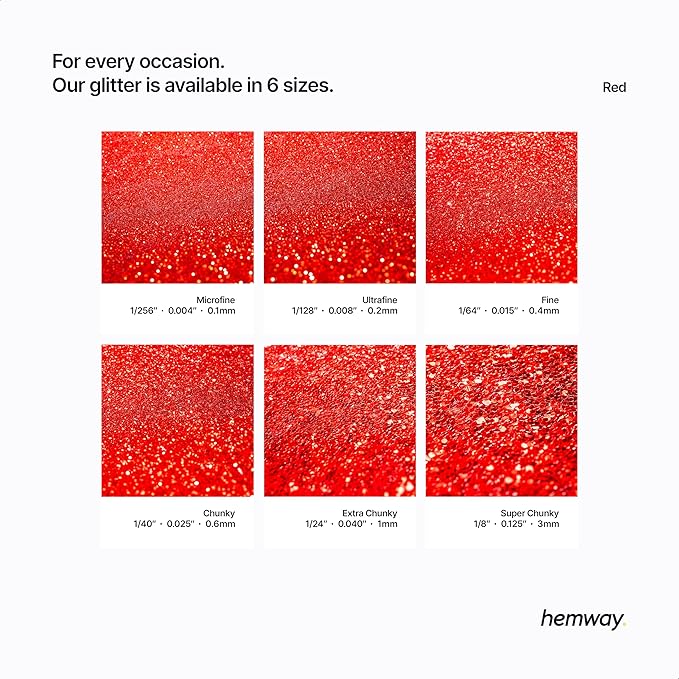 Hemway Polyurethane & Epoxy Resin Glitter 100g / 3.5oz Metallic Crystal Flake Additive for Flooring Jewelry Tumblers Glass Pigment - Microfine (1/256" 0.004" 0.1mm) - Red