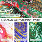 Nicpro 8 Colors 33.8 oz Large Bulk Iridescent Acrylic Pouring Paint Supplies Kit, Premixed High Flow Art Pour Paint with Silicone Pour Oil, Gloves, Tablecloths for Beginner DIY, Ready to Pour