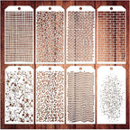 8 Pieces Stencils for Crafts, Leopard Brick Dot Layering Stencils Mixed Media Texture Stencils for Painting on Card Making Canvas DIY Crafts Furniture Paper (8 Layering)