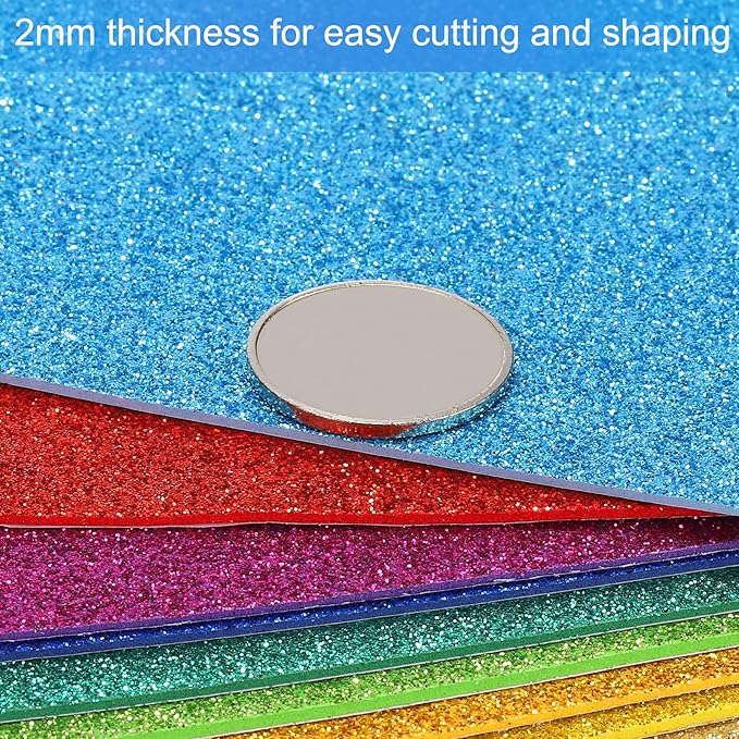 PATIKIL 2mm(1/10") Thick Non Adhesive Glitter Foam Sheet 16x24inch(40x60cm) Dark Blue, EVA Shiny Foam Board for Craft, 6 Pcs