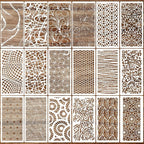 Stencils for Crafts Reusable Texture Stencils Background Stencil Leaf Floral Templates for Painting on Wood Furniture Card Canvas Scrapbook(Border Stencil 04/18p)