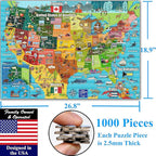 Think2Master Colorful United States Map 1000 Pieces Jigsaw Puzzle for Kids 12+, Teens, Adults & Families. Great Educational Gift for Interest in The USA Map. Size: 26.8” X 18.9”