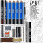 U.S. Art Supply 44-Piece Drawing & Sketching Art Set with 4 Sketch Pads (242 Paper Sheets) - Professional Artist Kit, Graphite, Charcoal, Pastel Pencils & Sticks, Erasers - Pop-Up Carry Case, Student