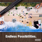TIDYBOSS d&d Starter Set | 2 X Double Sides 4 Terrains 24x 36 Game Grid Mat | DND Accessories Includes Dry Erase Markers, Eraser and Clips