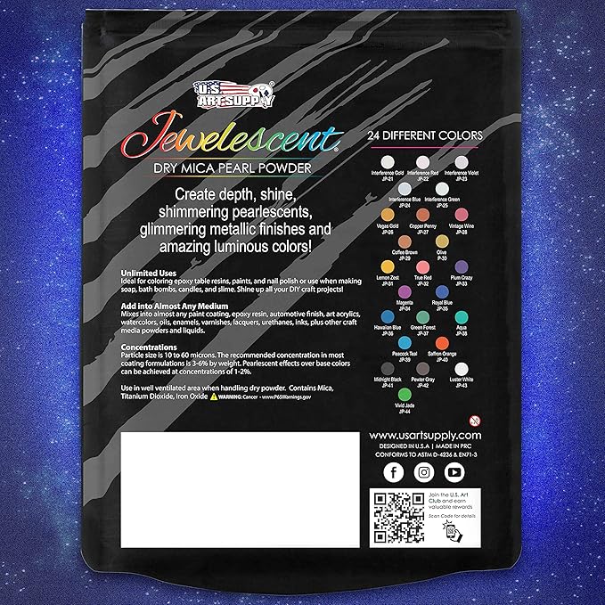 U.S. Art Supply Jewelescent Mica Pearl Pigment Powder, Interference Copper 3.5 oz (100g) Pouch - Cosmetic Grade, Epoxy Resin Color Pigment, Mica Powder for Resin, Soap, Slime, Candle Dye, Art, Crafts