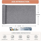 Fine Linen Fabric Patches, Self-Adhesive, Extra Large 12x40 Inch, Multi Color, for Sofa & Clothes Repair