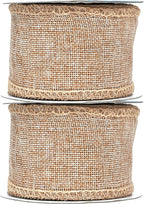 Mandala Crafts Natural Burlap Ribbon 2.5 Inches Wide Jute Ribbons for Crafts - 20 Yds Roll Rustic Burlap Wrap Trim Ribbons for Wreaths Bows Wedding Party Decoration