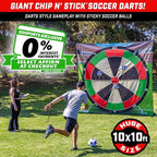 GoSports 10 FT Chip N' Stick Soccer Darts - Giant Kick Darts Game for Kids & Adults - Includes 4 Sticky Soccer Balls, Tote Bag, & Carry Case