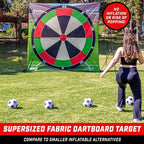 GoSports 10 FT Chip N' Stick Soccer Darts - Giant Kick Darts Game for Kids & Adults - Includes 4 Sticky Soccer Balls, Tote Bag, & Carry Case